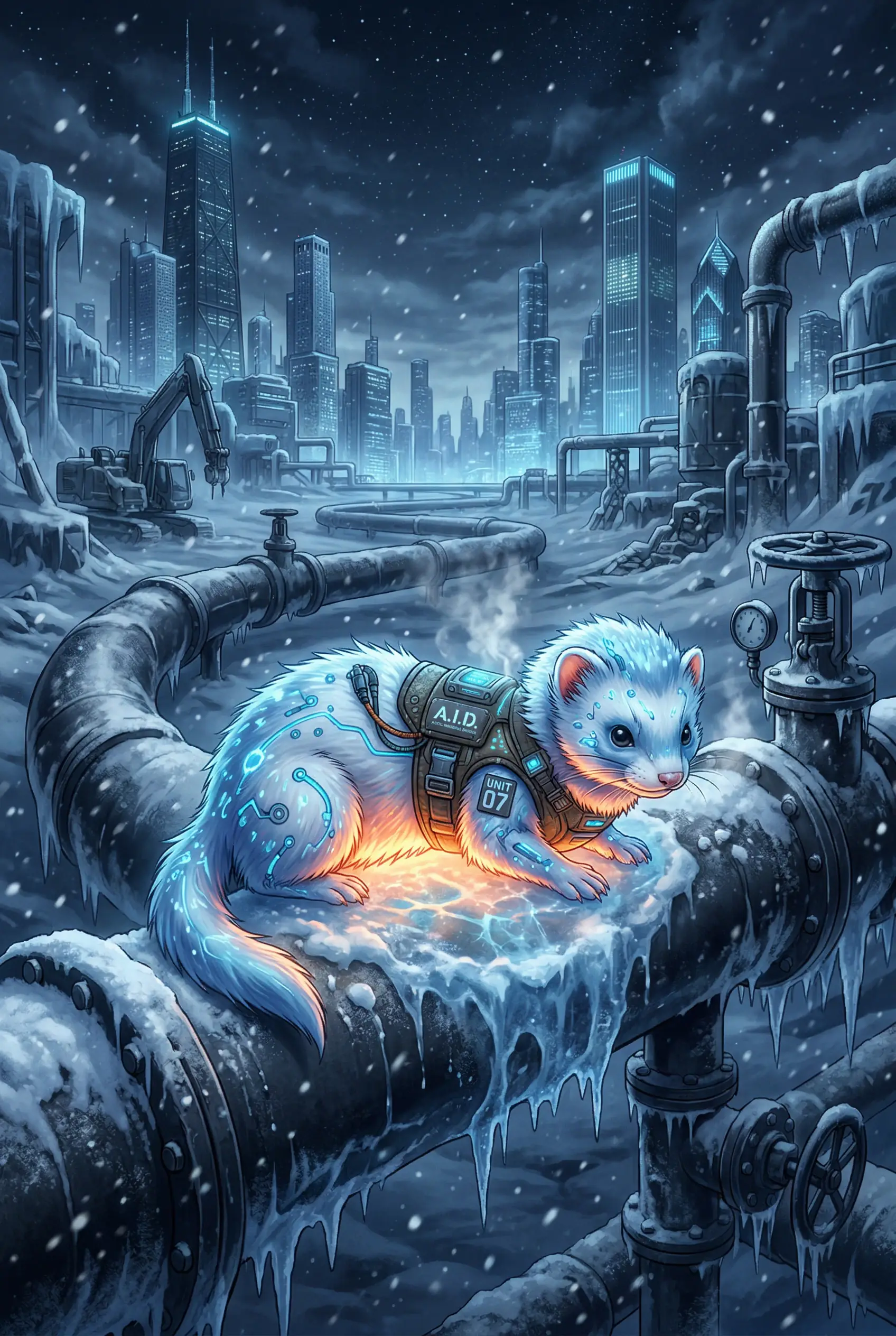 Ferret hot belly heats frozen ice