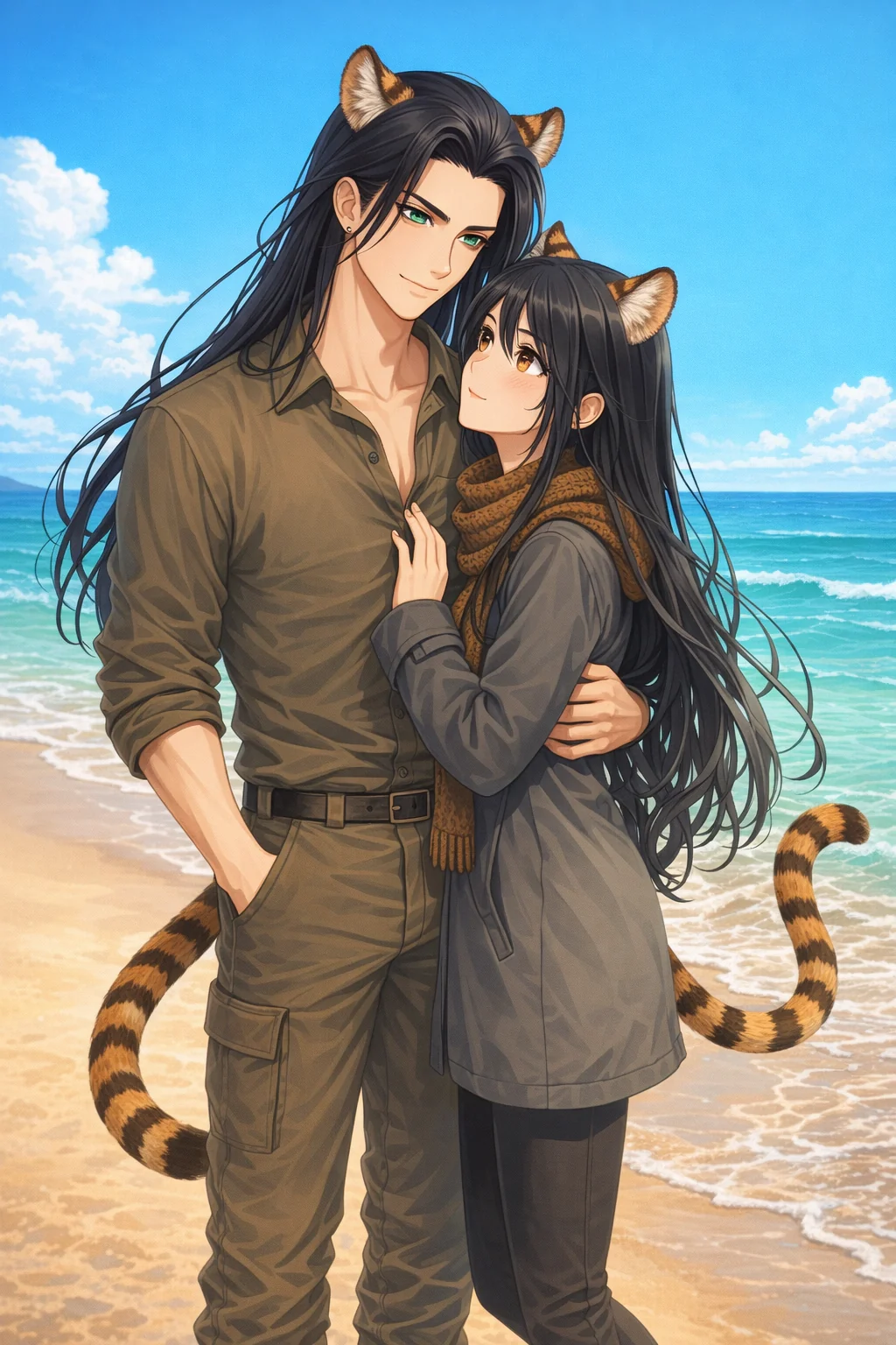 Althena and Nijo as tiger-human hybrids together