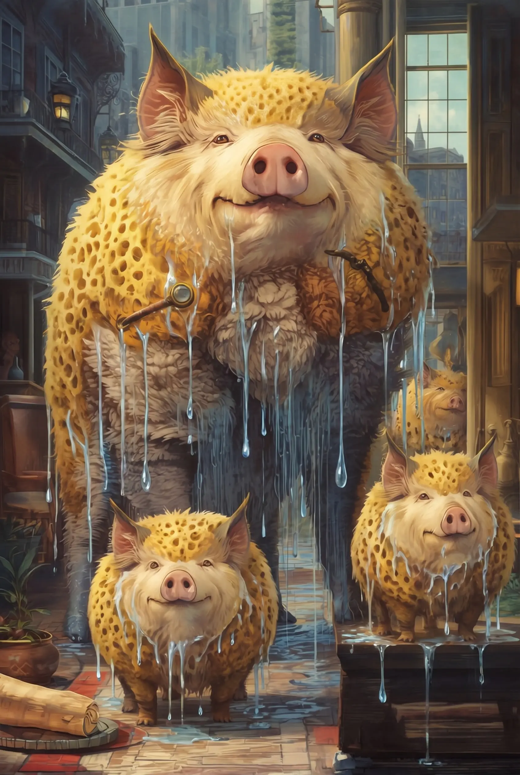 A drippy sponge hog creature from the Advant serial in a moody setting