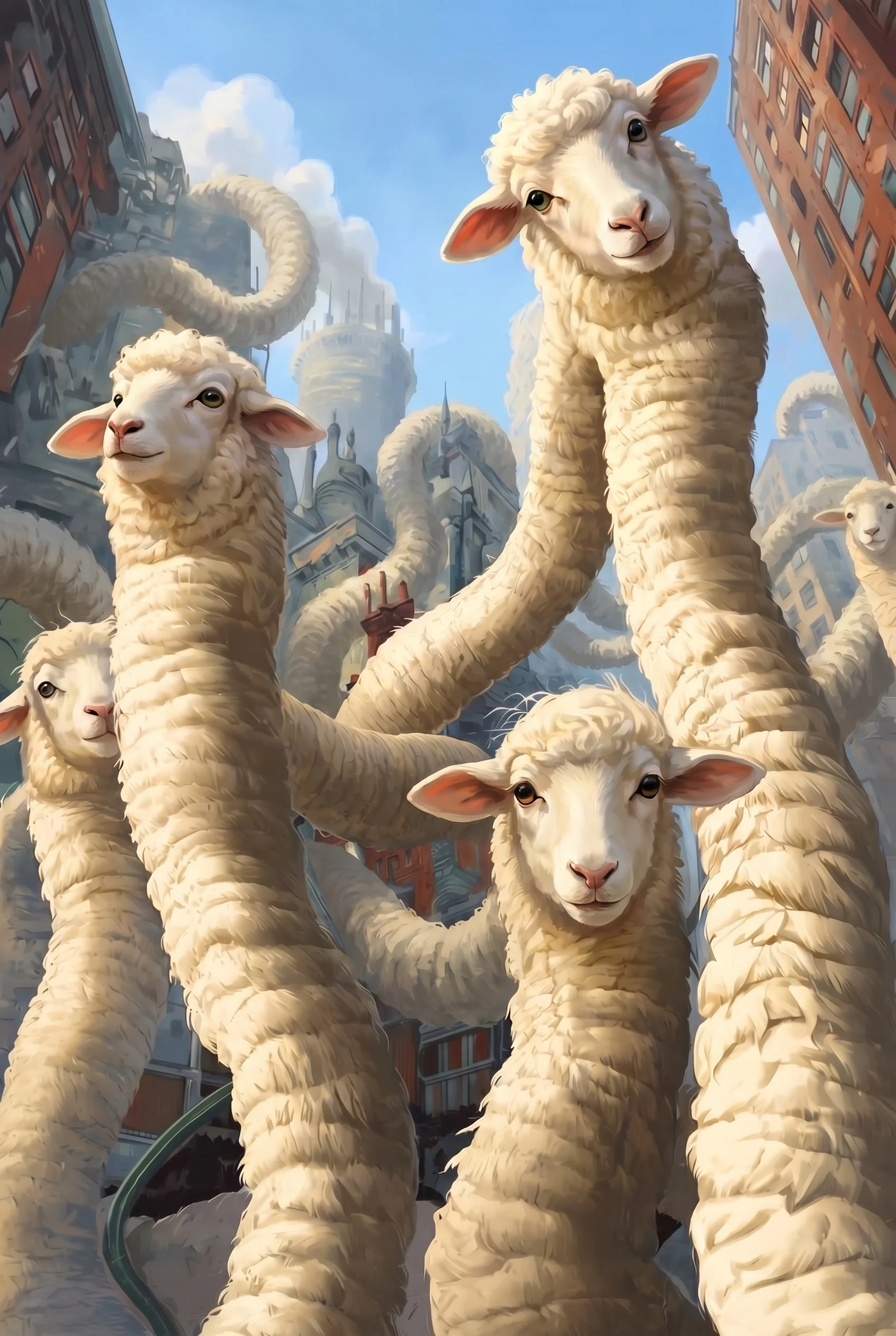 Sheep-worm creatures from the Advant serial grazing between skyscrapers