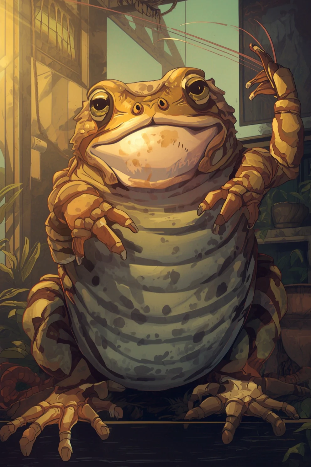 A frog-shrimp creature from the Advant serial surrounded by dim industrial light