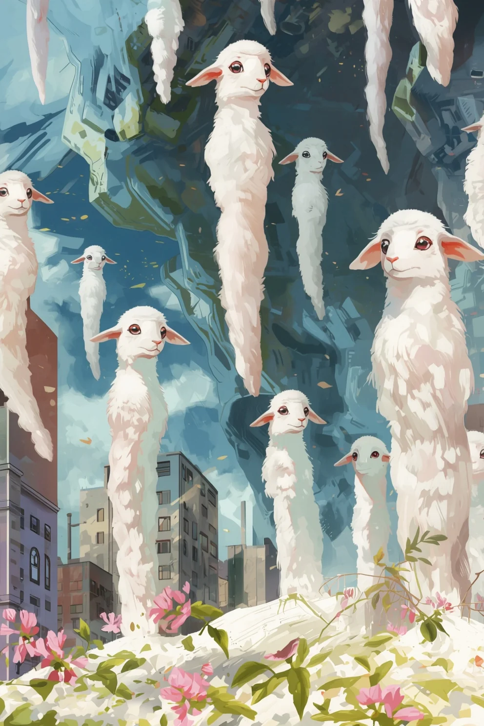 Sheep-worm creatures from the Advant serial curled around glowing lampposts