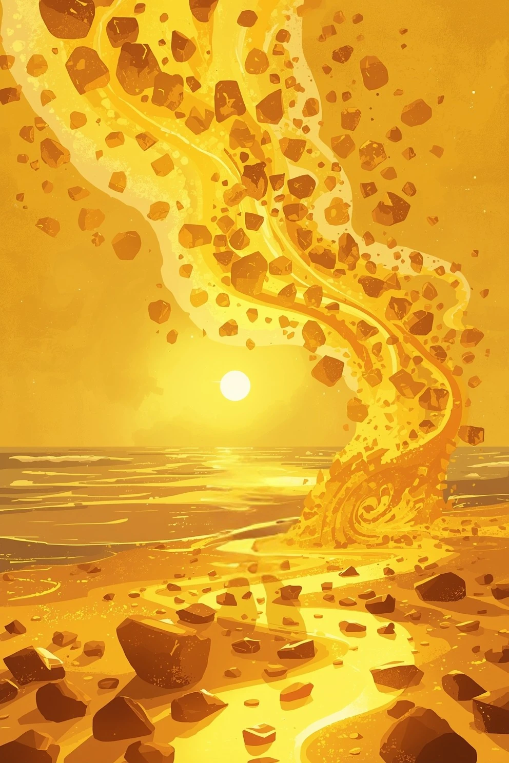 Amber beach yellow sky