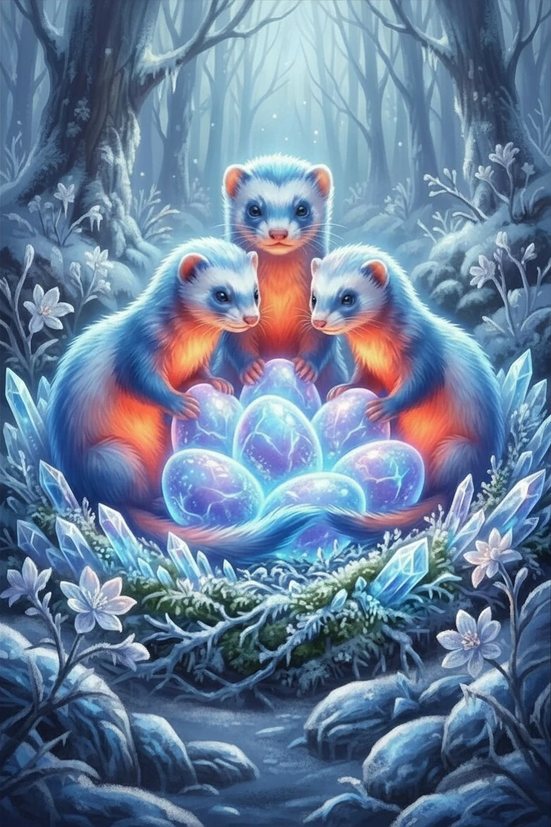 Frost ferrets with eggs