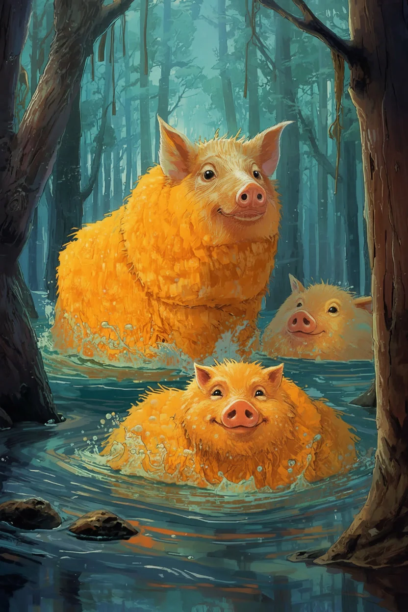 A sponge hog creature from the Advant serial in a colourful cityscape