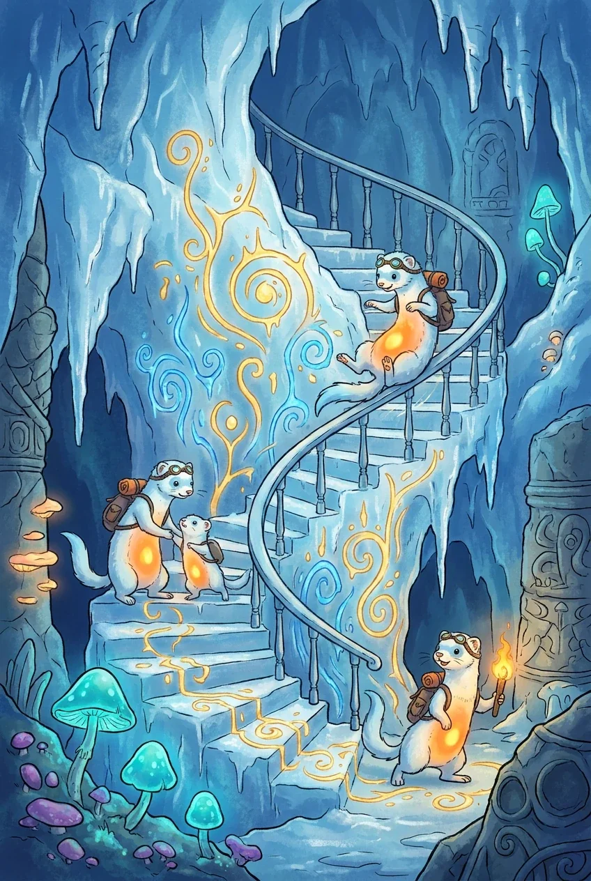 Frost ferrets on stairs