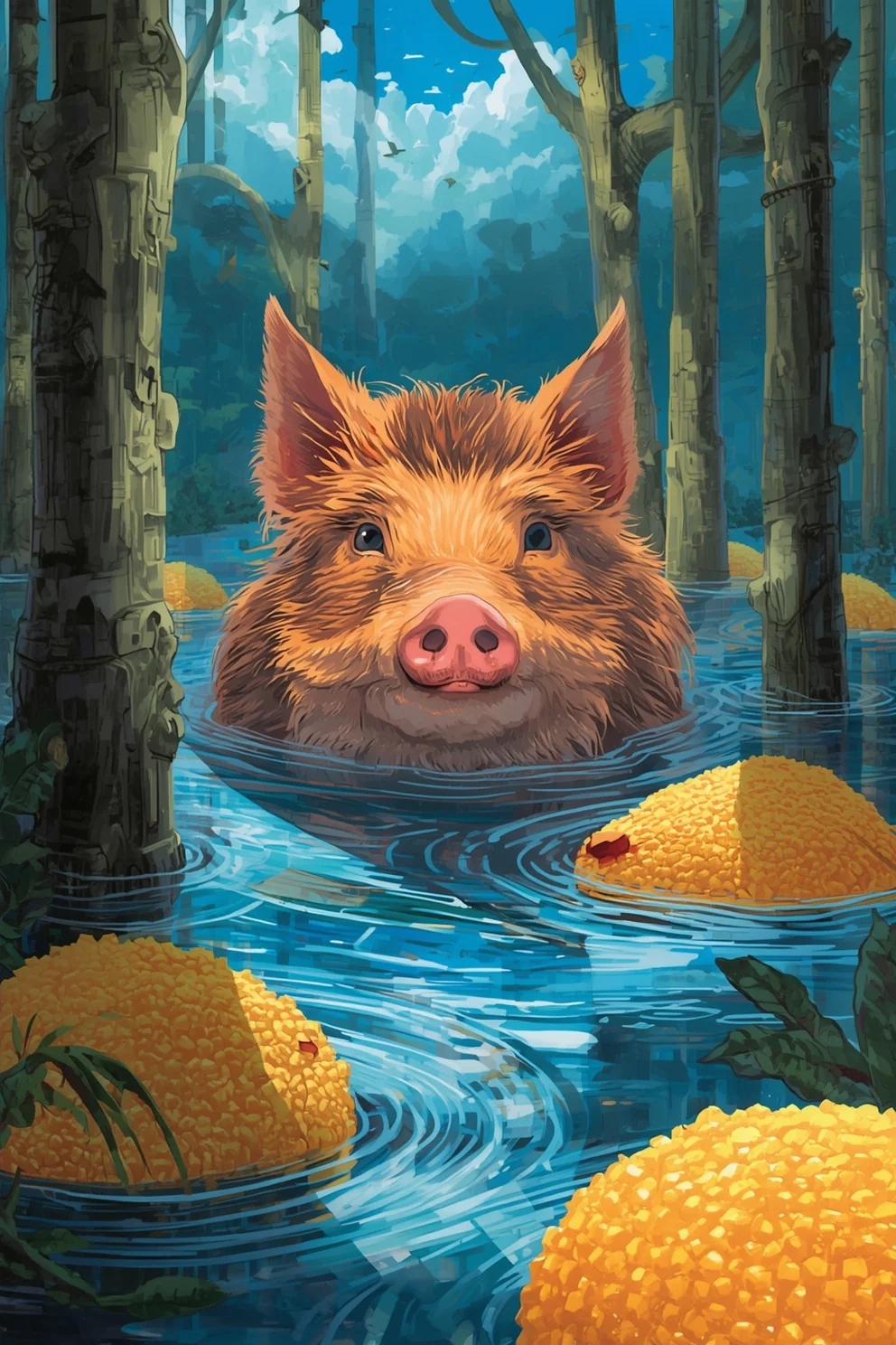 A sponge hog creature from the Advant serial in a gentle, warm scene