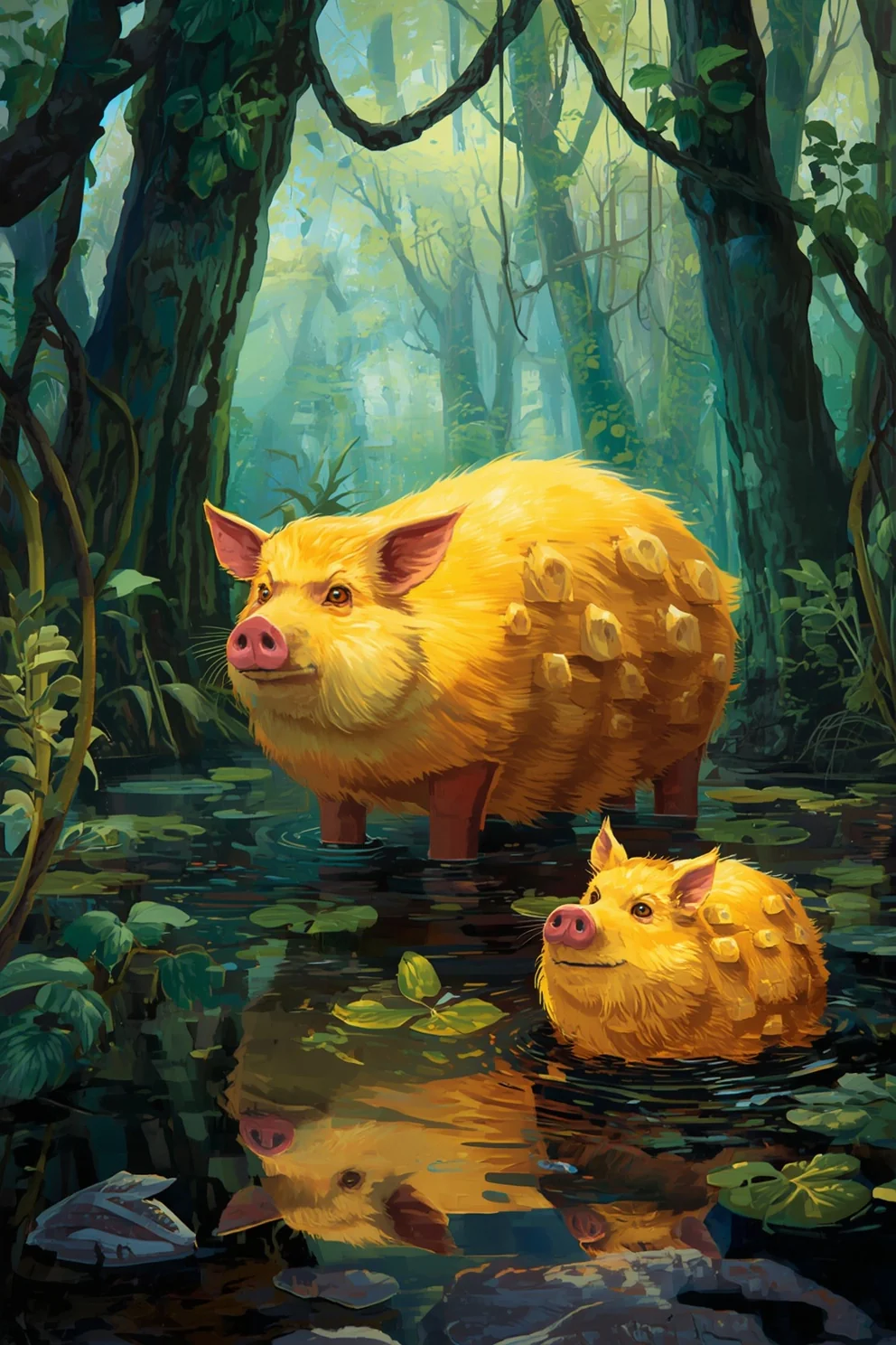 A sponge hog creature from the Advant serial in a warm gentle scene