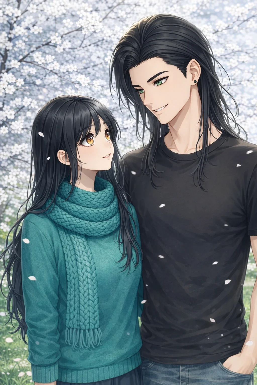 Althena and Nijo by a white tree