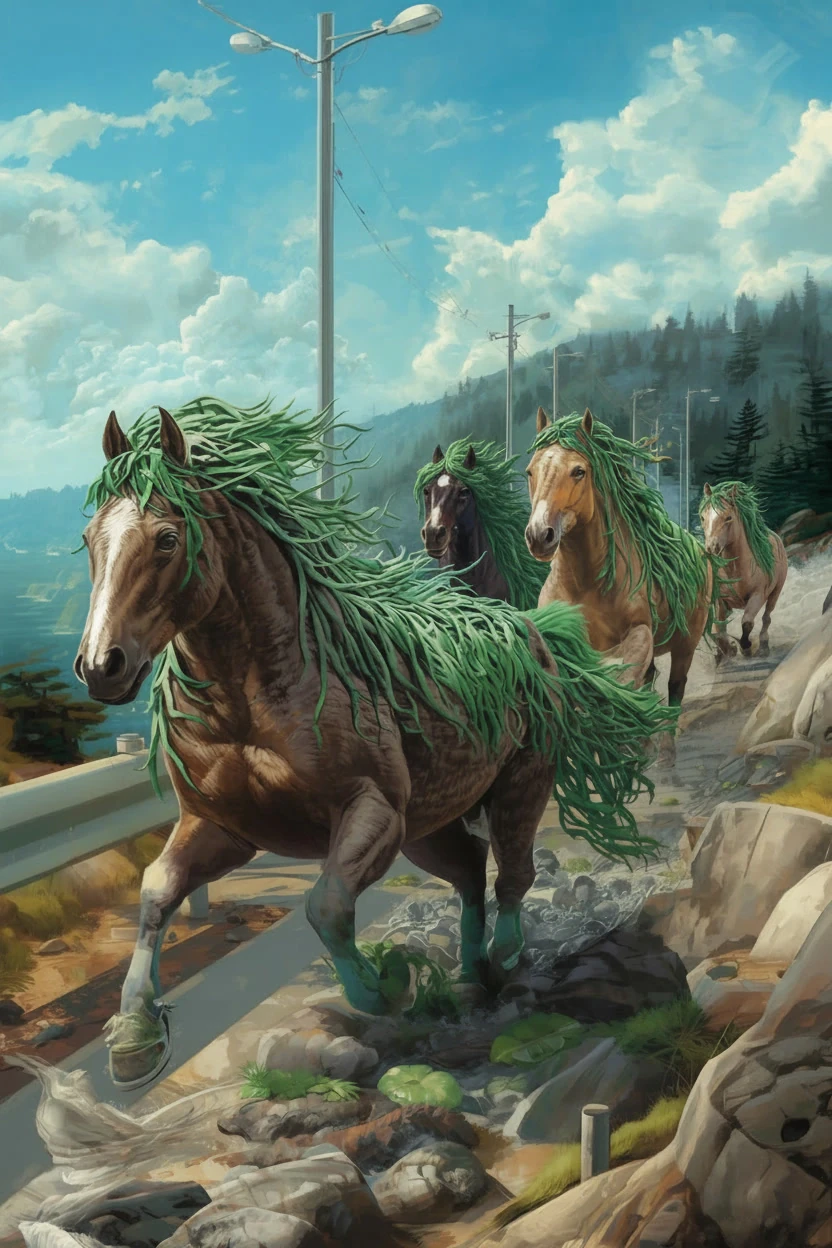 A black kelp runner with seaweed mane