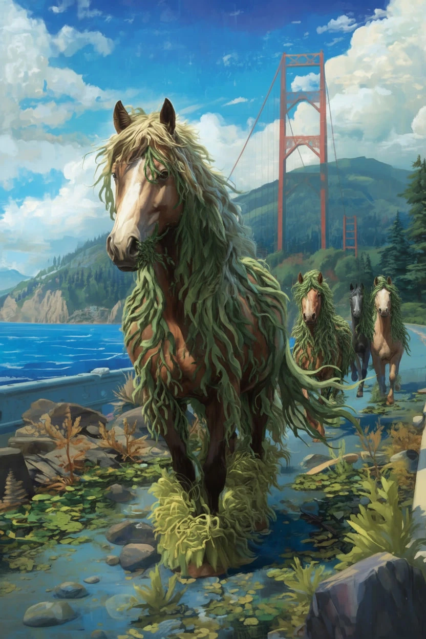 Kelp runners with seaweed manes and tails