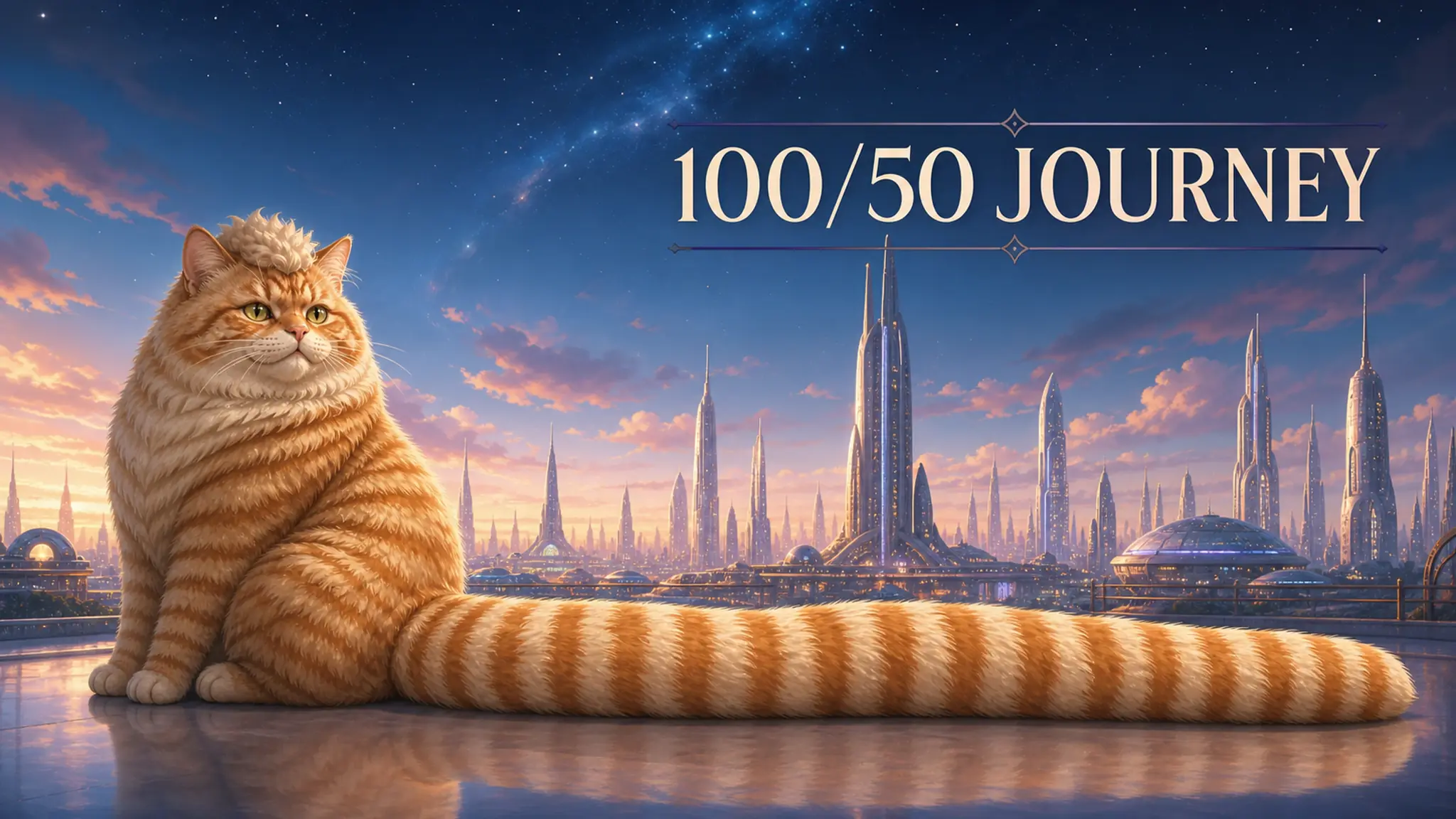 Sausage-Cat 100/50 website banner, sausage tail